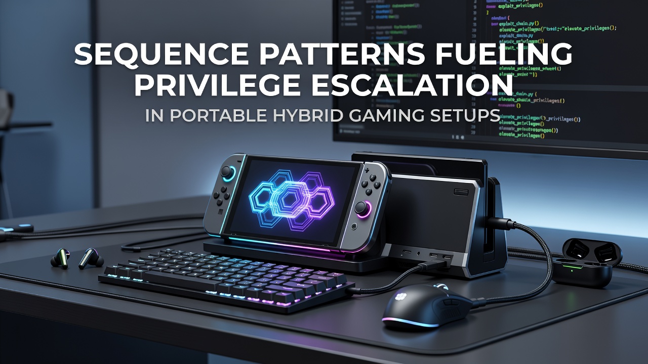 Technical diagram showing input sequence flows leading to elevated access in hybrid gaming hardware